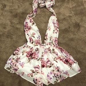SOLD! White Floral Wrap Romper